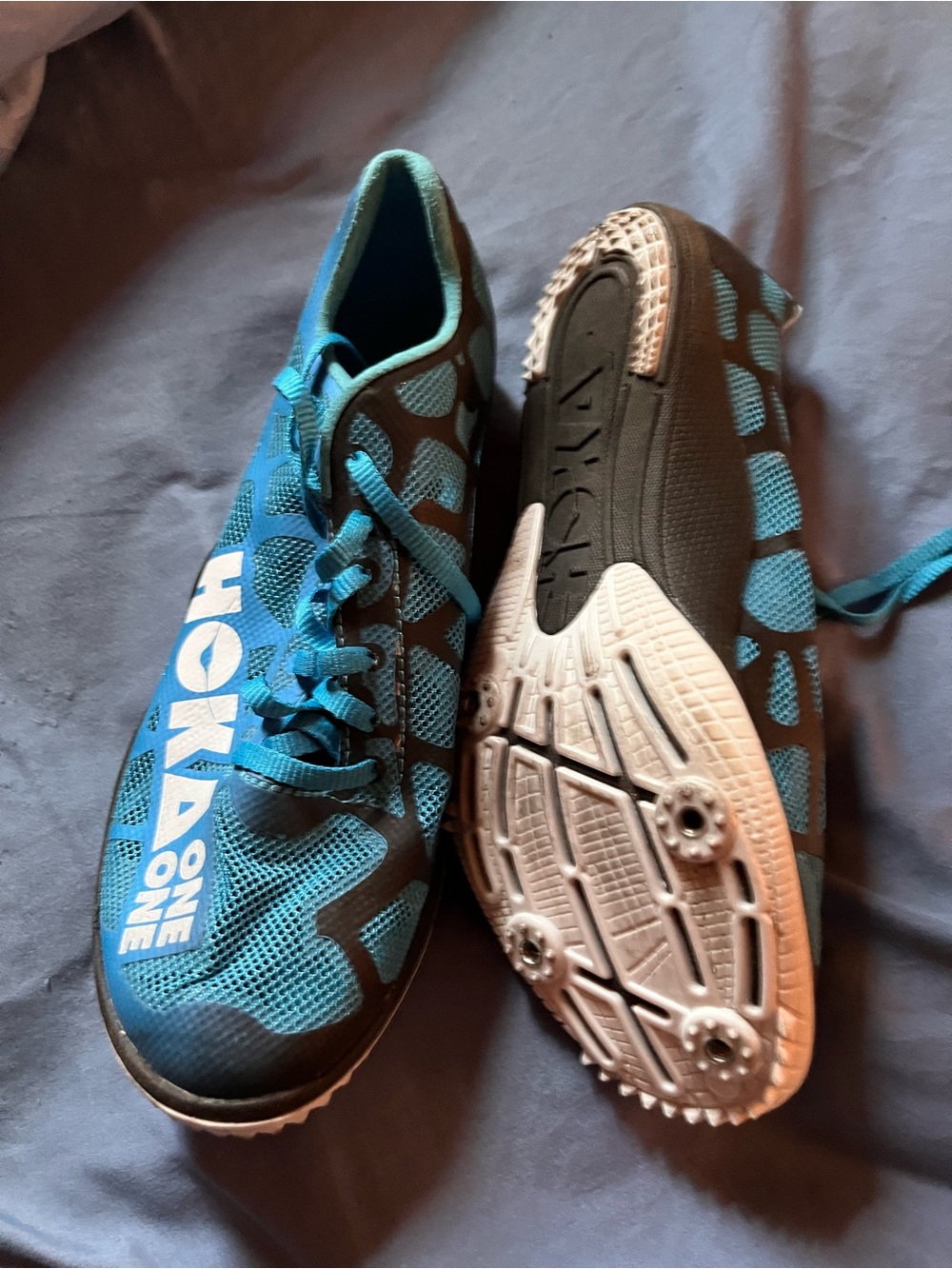 Hoka One One Women's Teal and Black Track Spikes
